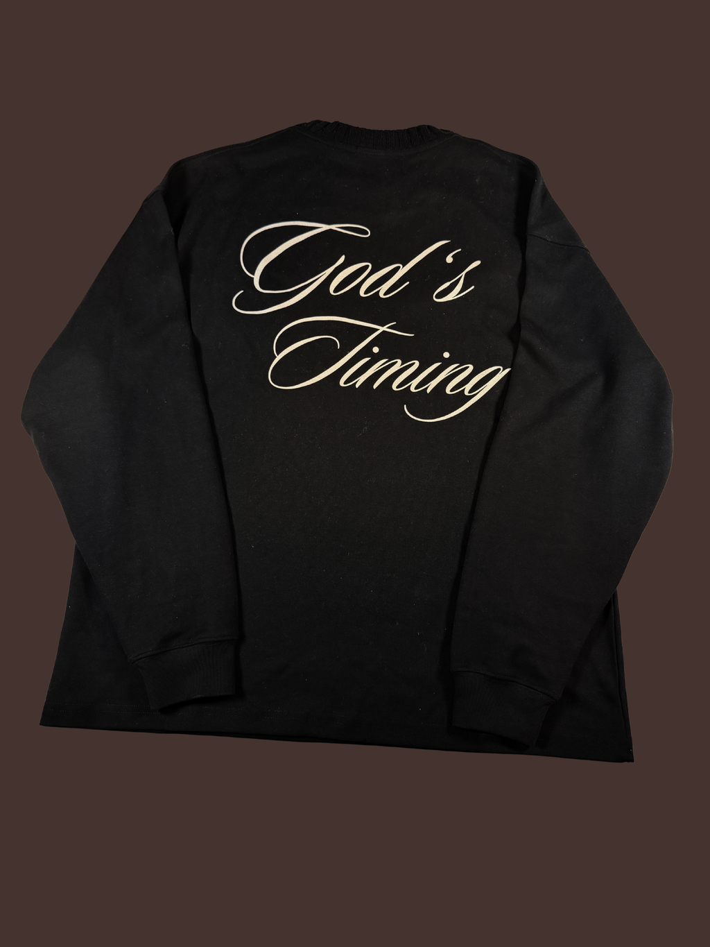 God's timing knitted Round Neck Oversize Sweatshirt black