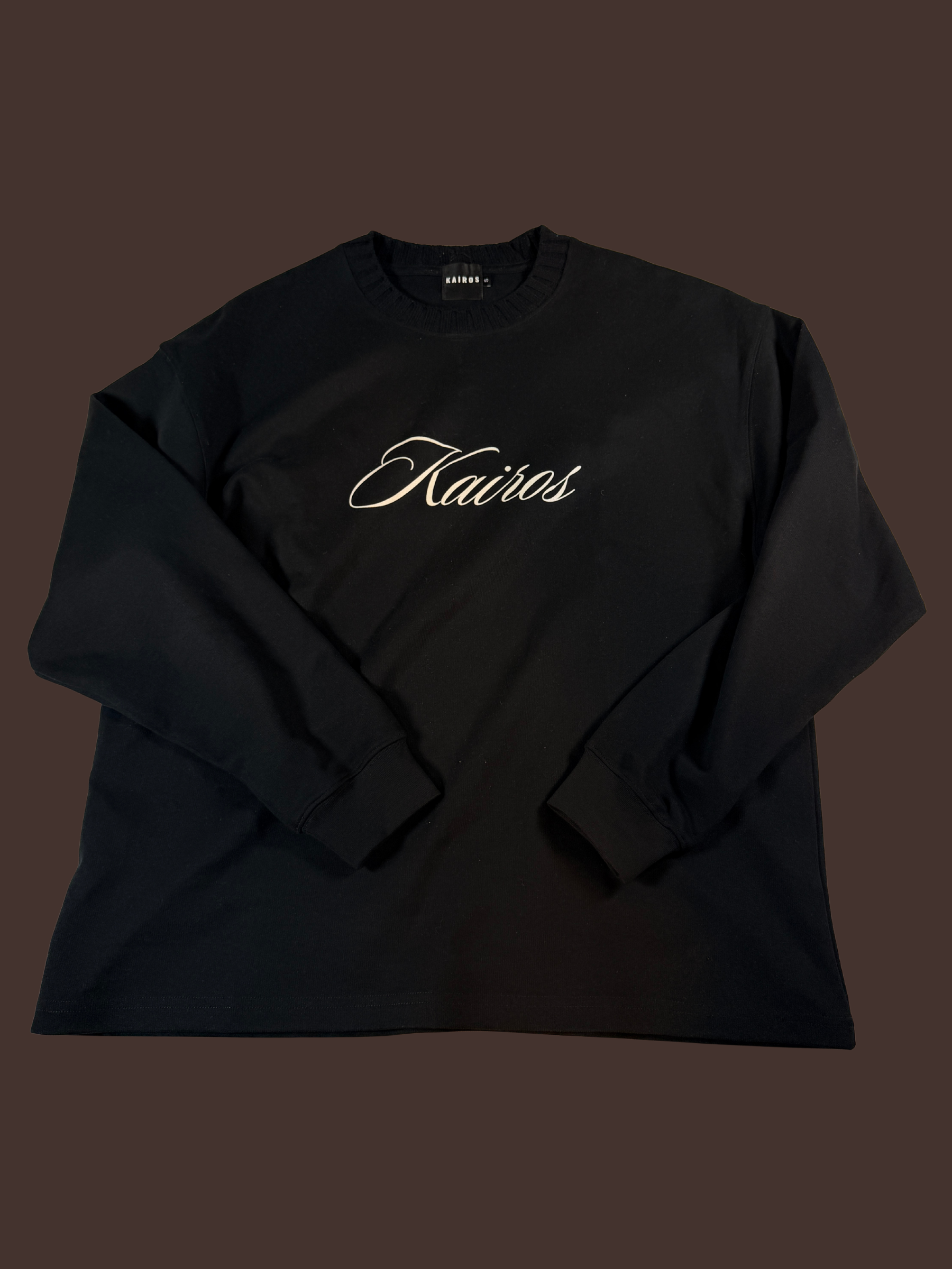 God's timing knitted Round Neck Oversize Sweatshirt black