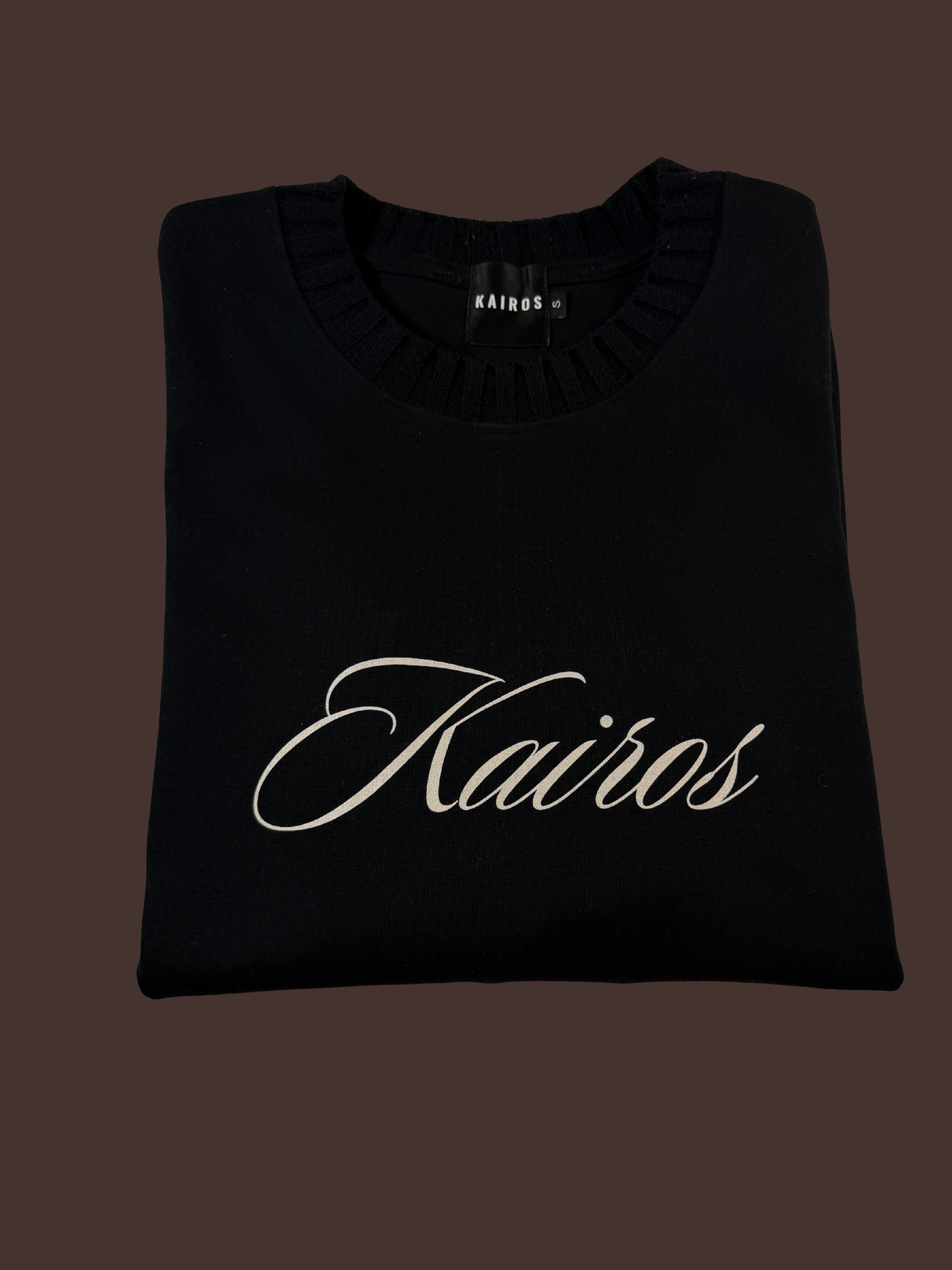 God's timing knitted Round Neck Oversize Sweatshirt black