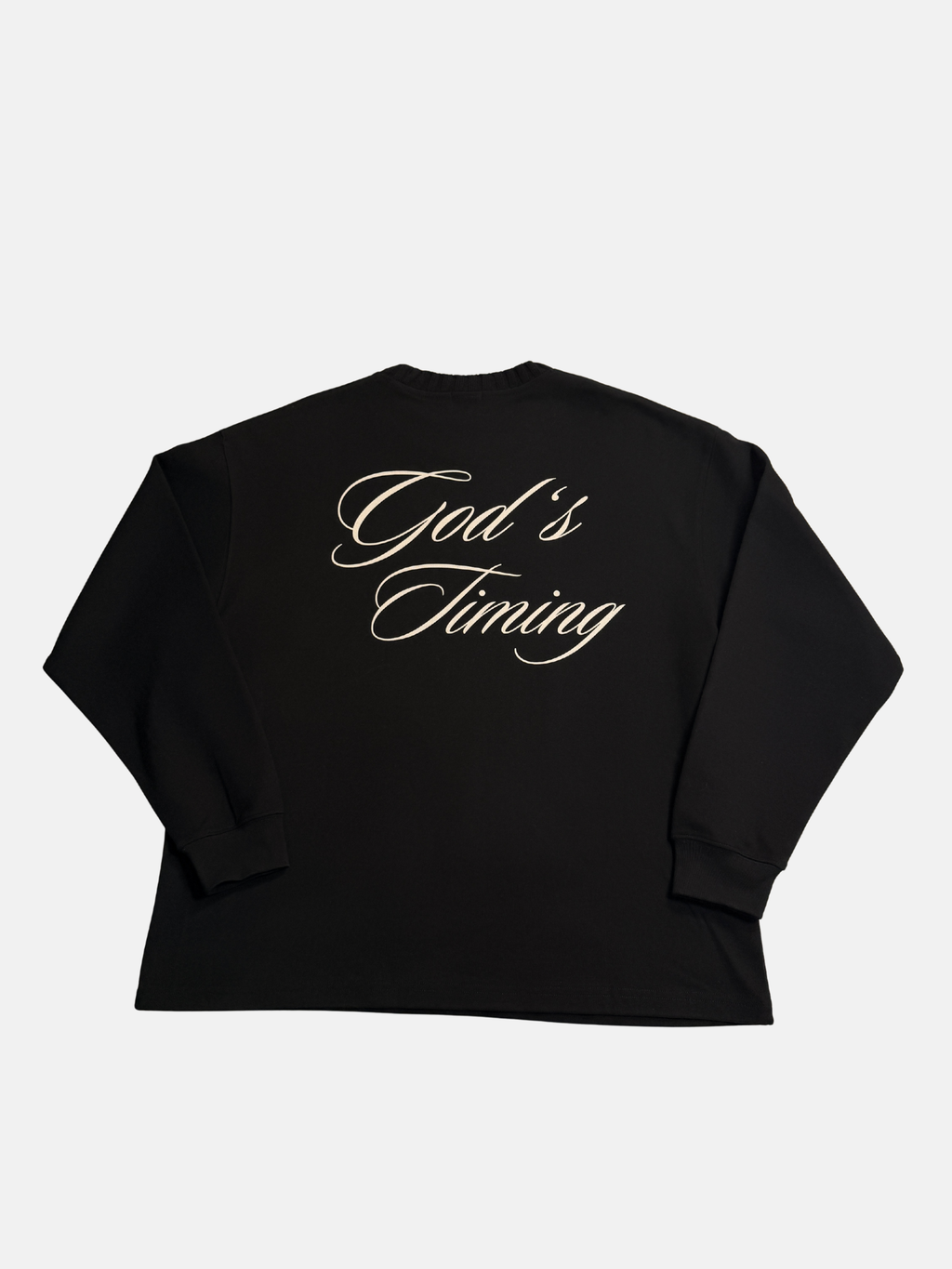 God's timing knitted Round Neck Oversize Sweatshirt black