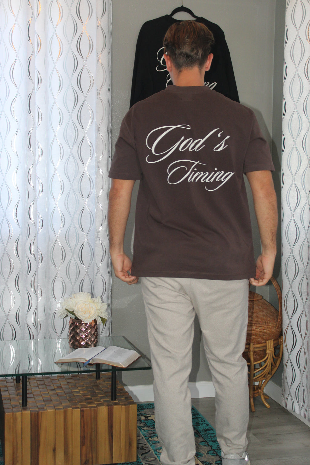 God's timing Unisex Oversized T-Shirt coffee