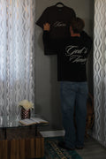 God's timing knitted Round Neck Oversize Sweatshirt black